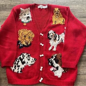 American Vintage The Eagle's Eye Dogs Pooches Good Boys Cardigan Sweater Size S